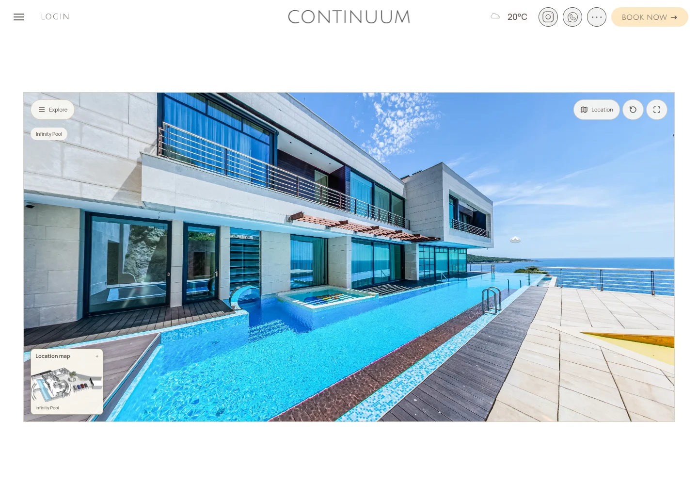 Infinity Pool: a panoramic view of the residence, pool and sea